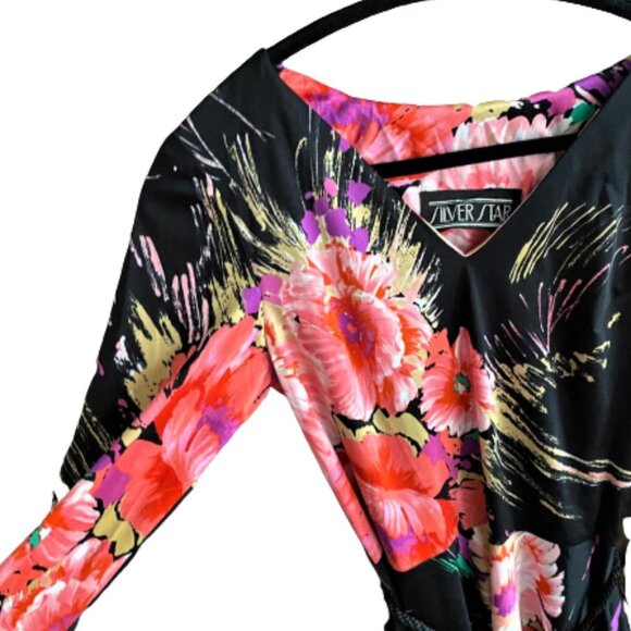 Vintage 70s  A line maxi floral dress wi rope belt - Picture 5 of 15